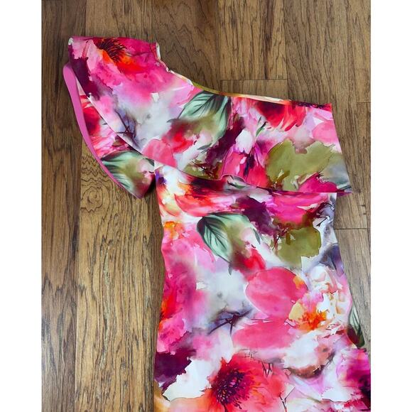 B71 Chiara Boni Dress Floral Womens Small One Shoulder Swiftie Midnights Chic - Picture 4 of 7
